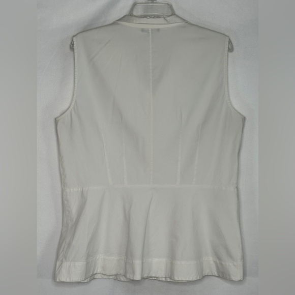 Lafayette 148 White Button Down Blouse Sleeveless Sz 14 - Picture 2 of 7